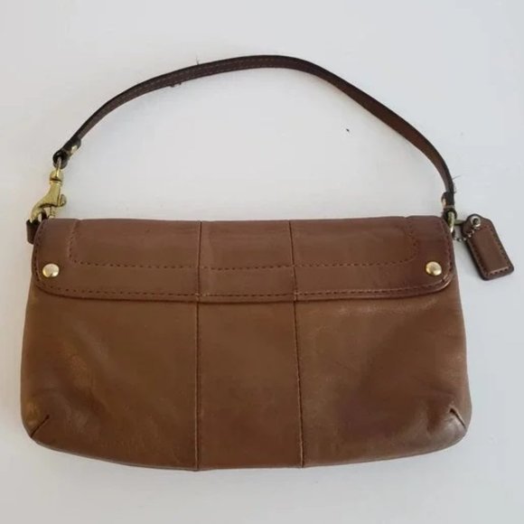 Coach Cognac Saddle Leather Kristin Large Wristlet Clutch Wallet - Picture 2 of 5